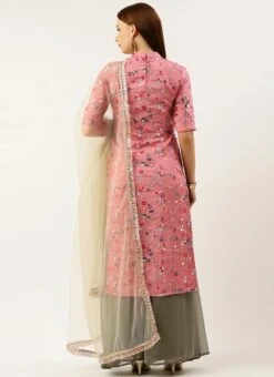 Bottom From Rouge Pink Embroidered Collar Neck Palazzo Suit After Six Wear -Deals Chic Lehenga Store Rouge Pink Embroidered Collar Neck Palazzo Suit SLBS02301736 b 2