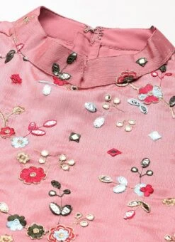 Top From Rouge Pink Embroidered Collar Neck Palazzo Suit After Six Wear -Deals Chic Lehenga Store Rouge Pink Embroidered Collar Neck Palazzo Suit SLBS02301736 rrc1