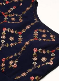 Royal Blue Embroidered One Shoulder Ruffle Gown Party Wear -Deals Chic Lehenga Store Royal Blue Embroidered One Shoulder Ruffle Gown IWBS02301755 rrc1