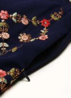 Royal Blue Embroidered One Shoulder Ruffle Gown Party Wear -Deals Chic Lehenga Store Royal Blue Embroidered One Shoulder Ruffle Gown IWBS02301755 rrc3