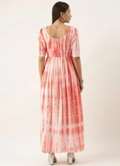 Rust Color Tie Dye Maxi Dress After Six Wear -Deals Chic Lehenga Store Rust Color Tie Dye Maxi Dress DRBS02202354 b 1
