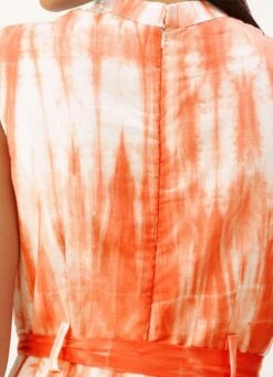 Rust Tie N Dye Cotton Collar Neck Jumpsuit After Six Wear -Deals Chic Lehenga Store Rust Tie N Dye Cotton Collar Neck Jumpsuit DRBS02202401 rrc2 1