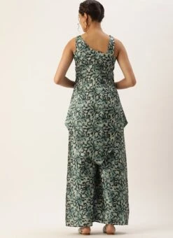 Top From Sage Green Art Silk Digital Printed Co Ords Set After Six Wear -Deals Chic Lehenga Store Sage Green Art Silk Digital Printed Co Ords Set IWBS02210898 b 1