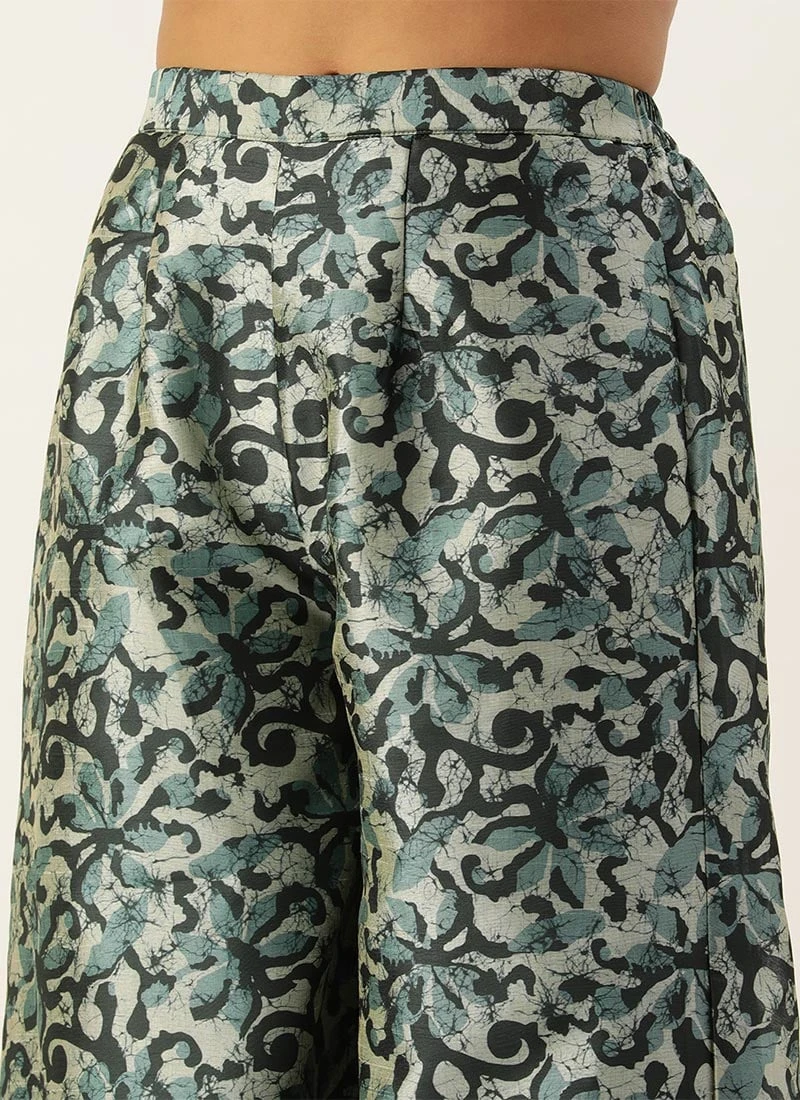 Bottom From Sage Green Art Silk Digital Printed Co Ords Set After Six Wear 7 Bottom From Sage Green Art Silk Digital Printed Co Ords Set After Six Wear - Image 7