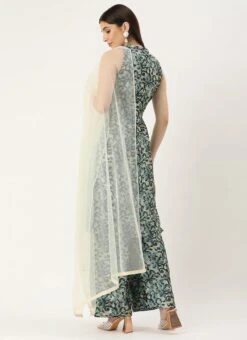 Dupatta From Sage Green Art Silk Digital Printed Top N Pant Suit After Six Wear -Deals Chic Lehenga Store Sage Green Art Silk Digital Printed Top N Pant Suit SLBS02210949 b 1