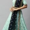 Sea Blue N Blue Boat Neck Lehenga Set Wedding Wear