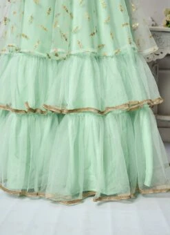 Sea Green Embroidered Layered Style Gown Wedding Wear 13 Sea Green Embroidered Layered Style Gown Wedding Wear -Deals Chic Lehenga Store Sea Green Embroidered Layered Style Gown IWBS02301713 rrc2