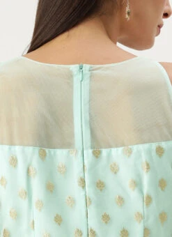 Sky Blue Organza Jacquard Dress Festive Wear -Deals Chic Lehenga Store Sky Blue Organza Jacquard Dress DRBS02303569 rrc2