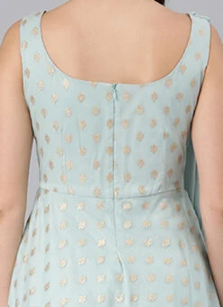 Sky Blue Organza Jacquard N Green Georgette Dress Wedding Wear -Deals Chic Lehenga Store Sky Blue Organza Jacquard N Green Georgette Dress DRBS02205066 rrc2