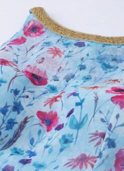 Sky Blue Printed Organza Asymmetrical Dress After Six Wear -Deals Chic Lehenga Store Sky Blue Printed Organza Asymmetrical Dress DRBS02105407 rrc1