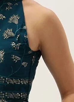 Teal Blue Embroidered Blouse Festive Wear -Deals Chic Lehenga Store Teal Blue Embroidered Blouse BLBS02307557 rrc3