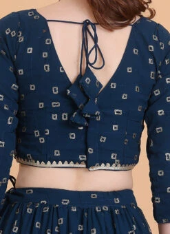 Teal Blue Embroidered Georgette Tiered Lehenga Set Festive Wear -Deals Chic Lehenga Store Teal Blue Embroidered Georgette Tiered Lehenga Set GHBS02304083 rrc2