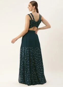 Skirt From Teal Blue Georgette Embroidered Co Ord Set After Six Wear 11 Skirt From Teal Blue Georgette Embroidered Co Ord Set After Six Wear -Deals Chic Lehenga Store Teal Blue Georgette Embroidered Co ord Set IWBS02305160 b