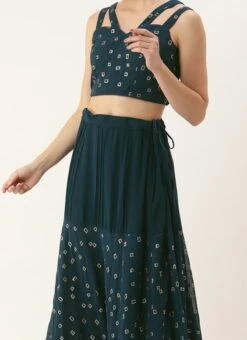 Skirt From Teal Blue Georgette Embroidered Co Ord Set After Six Wear