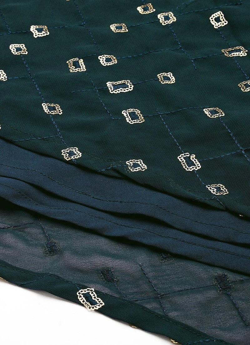 Skirt From Teal Blue Georgette Embroidered Co Ord Set After Six Wear 8 Skirt From Teal Blue Georgette Embroidered Co Ord Set After Six Wear - Image 8