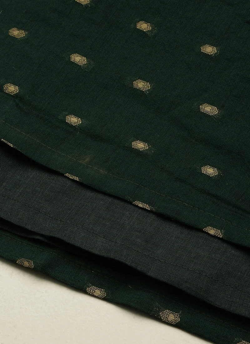 Teal Green Art Silk Cotton Jacquard Dress After Six Wear 8 Teal Green Art Silk Cotton Jacquard Dress After Six Wear - Image 8