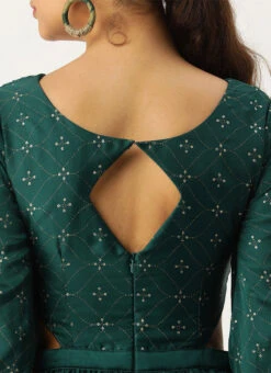 Teal Green Art Silk Foil Printed Maxi Dress Festive Wear 13 Teal Green Art Silk Foil Printed Maxi Dress Festive Wear -Deals Chic Lehenga Store Teal Green Art Silk Foil Printed Maxi Dress DRBS02211113 rrc2