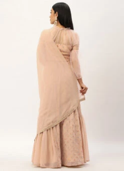 Peach Georgette Embroidered Lehenga Set Party Wear -Deals Chic Lehenga Store Teal Green N Pink Georgette Embroidered Lehenga Set GHBS02210976 b