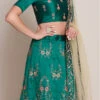 Teal Taffeta Silk Embroidered N Sequins A Line Lehenga Party Wear