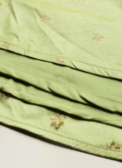 Pista Green High N Low Pleated Yoke Dress Festive Wear -Deals Chic Lehenga Store Turquoise High N Low Pleated Yoke Dress DRBS02108657 rrc2