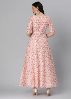 White Art Silk Printed Crisscross Dress Festive Wear -Deals Chic Lehenga Store White Art Silk Printed Crisscross Dress DRBS02205031 b