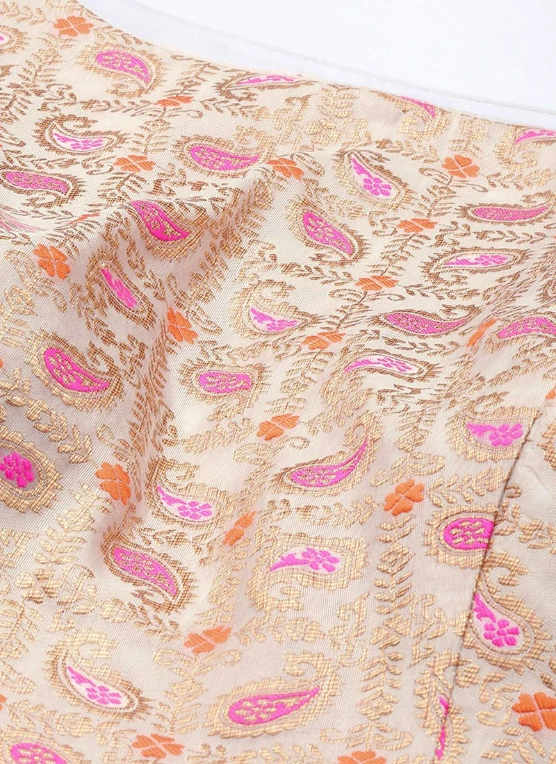 White Brocade Boat Neck Flared Dress Festive Wear 5 White Brocade Boat Neck Flared Dress Festive Wear - Image 5