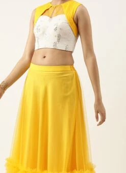 White Chinon Embroidered Lehenga Set Festive Wear