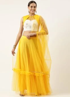 White Chinon Embroidered Lehenga Set Festive Wear -Deals Chic Lehenga Store White Chinon Embroidered Lehenga Set GHBS02209646 u