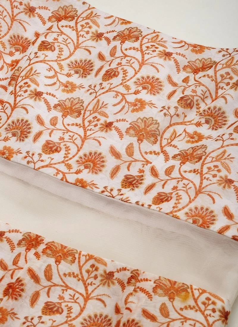 White Digital Printed Art Silk Dress After Six Wear 5 White Digital Printed Art Silk Dress After Six Wear - Image 5