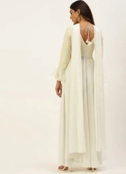 White Embroidered Anarkali Suit Party Wear Festive Wear -Deals Chic Lehenga Store White Embroidered Anarkali Suit SLBS02205043 b