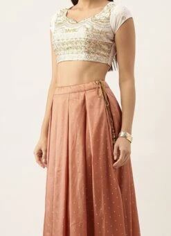 White Embroidered Georgette Lehenga Set Festive Wear