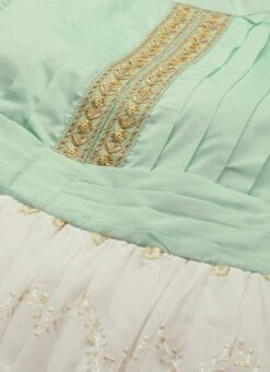 White Embroidered Pleated Style Gown Party Wear -Deals Chic Lehenga Store White Embroidered Pleated Style Gown IWBS02209734 rrc1