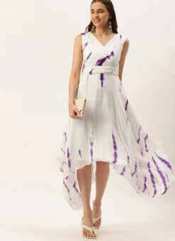 White Georgette Tie N Dye Dress After Six Wear Festive Wear 10 White Georgette Tie N Dye Dress After Six Wear Festive Wear -Deals Chic Lehenga Store White Georgette Tie N Dye Dress DRBS02210972 u