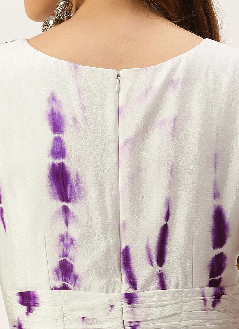 White Georgette Tie N Dye Dress After Six Wear Festive Wear 6 White Georgette Tie N Dye Dress After Six Wear Festive Wear - Image 6