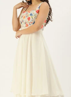 White Layered Anarkali Straight Pant Suit Wedding Wear Festive Wear