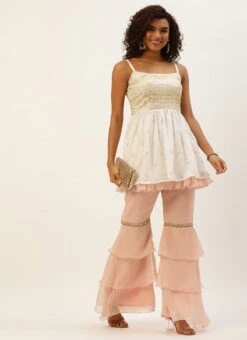 Top From White N Pink Peplum Top Gharara Set After Six Wear 10 Top From White N Pink Peplum Top Gharara Set After Six Wear -Deals Chic Lehenga Store White N Pink Peplum Top Gharara Set IWBS02209675 u