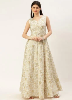 White Nylon Jacquard Festive Wear -Deals Chic Lehenga Store White Nylon Jacquard DRBS02301036 u