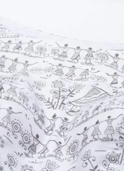 White Rayon Printed Gathered Maxi Dress Festive Wear -Deals Chic Lehenga Store White Rayon Printed Gathered Maxi Dress DRBS02105422 rrc1