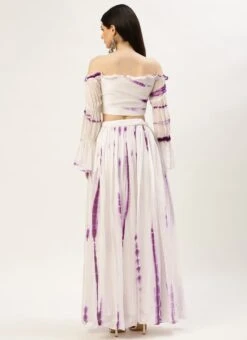 Skirt From White Viscose Tie N Dye Co Ords Set After Six Wear -Deals Chic Lehenga Store White Viscose Tie N Dye Co Ords Set IWBS02211253 b