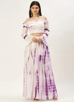 Skirt From White Viscose Tie N Dye Co Ords Set After Six Wear -Deals Chic Lehenga Store White Viscose Tie N Dye Co Ords Set IWBS02211253 u