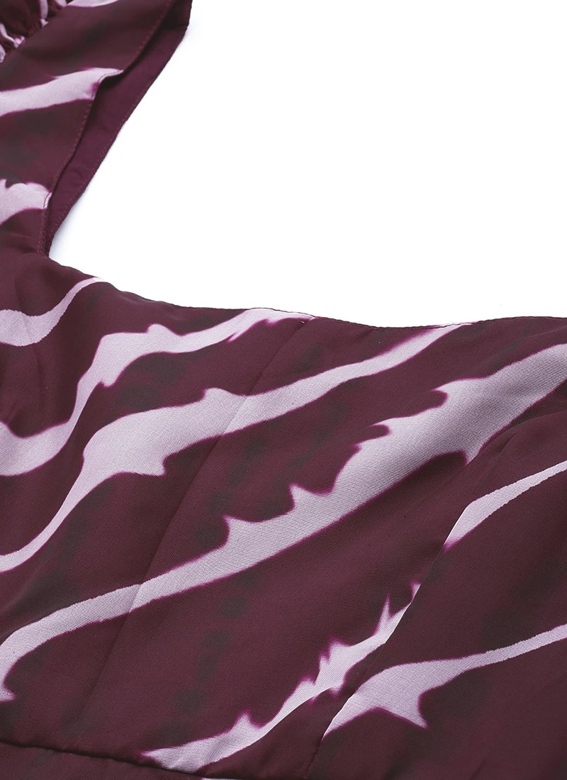 Wine Digital Printed Organza Dress Party Wear 5 Wine Digital Printed Organza Dress Party Wear - Image 5