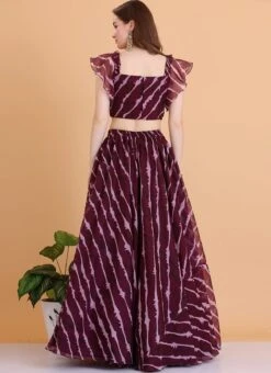 Dupatta From Wine Digital Printed Organza Lehenga Set After Six Wear -Deals Chic Lehenga Store Wine Digital Printed Organza Lehenga Set GHBS02304002 b