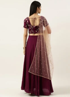 Wine Embroidered Low Neck Lehenga Festive Wear 11 Wine Embroidered Low Neck Lehenga Festive Wear -Deals Chic Lehenga Store Wine Embroidered Low Neck Lehenga GHBS02205860 b