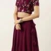 Wine Embroidered Low Neck Lehenga Festive Wear