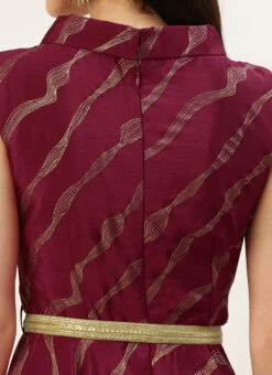 Wine Foil Printed Chinon Maxi Dress Festive Wear -Deals Chic Lehenga Store Wine Foil Printed Chinon Maxi Dress DRBS02211200 rrc2