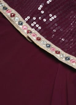 Wine Georgette Embroidered Handkerchief Gown Festive Wear -Deals Chic Lehenga Store Wine Georgette Embroidered Handkerchief Gown IWBS02302171 rrc3
