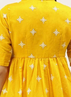 Yellow Chanderi Cotton Tiered Dress Festive Wear -Deals Chic Lehenga Store Yellow Chanderi Cotton Tiered Dress DRBS02205872 rrc2