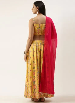 Yellow Chinon Embroidered Lehenga Set Party Wear -Deals Chic Lehenga Store Yellow Chinon Embroidered Lehenga Set GHBS02209753 b