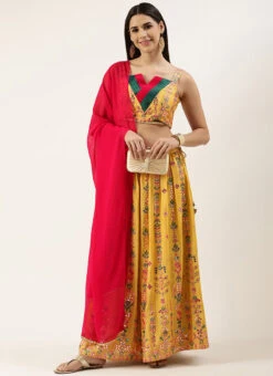 Yellow Chinon Embroidered Lehenga Set Party Wear -Deals Chic Lehenga Store Yellow Chinon Embroidered Lehenga Set GHBS02209753 u