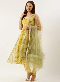 Dupatta From Yellow Digital Printed Organza Suit Set After Six Wear -Deals Chic Lehenga Store Yellow Digital Printed Organza Suit Set SLBS02212594 u